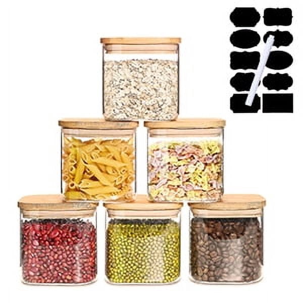 Ollieroo Glass Storage Jar Set Glass and Bamboo 4" Ã— 4" Ã— 4.1" Clear