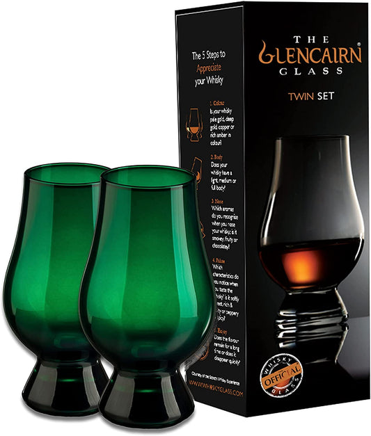Glencairn Official Tasting Crystal Whiskey Glass GREEN, (Set of 2) Gift Box