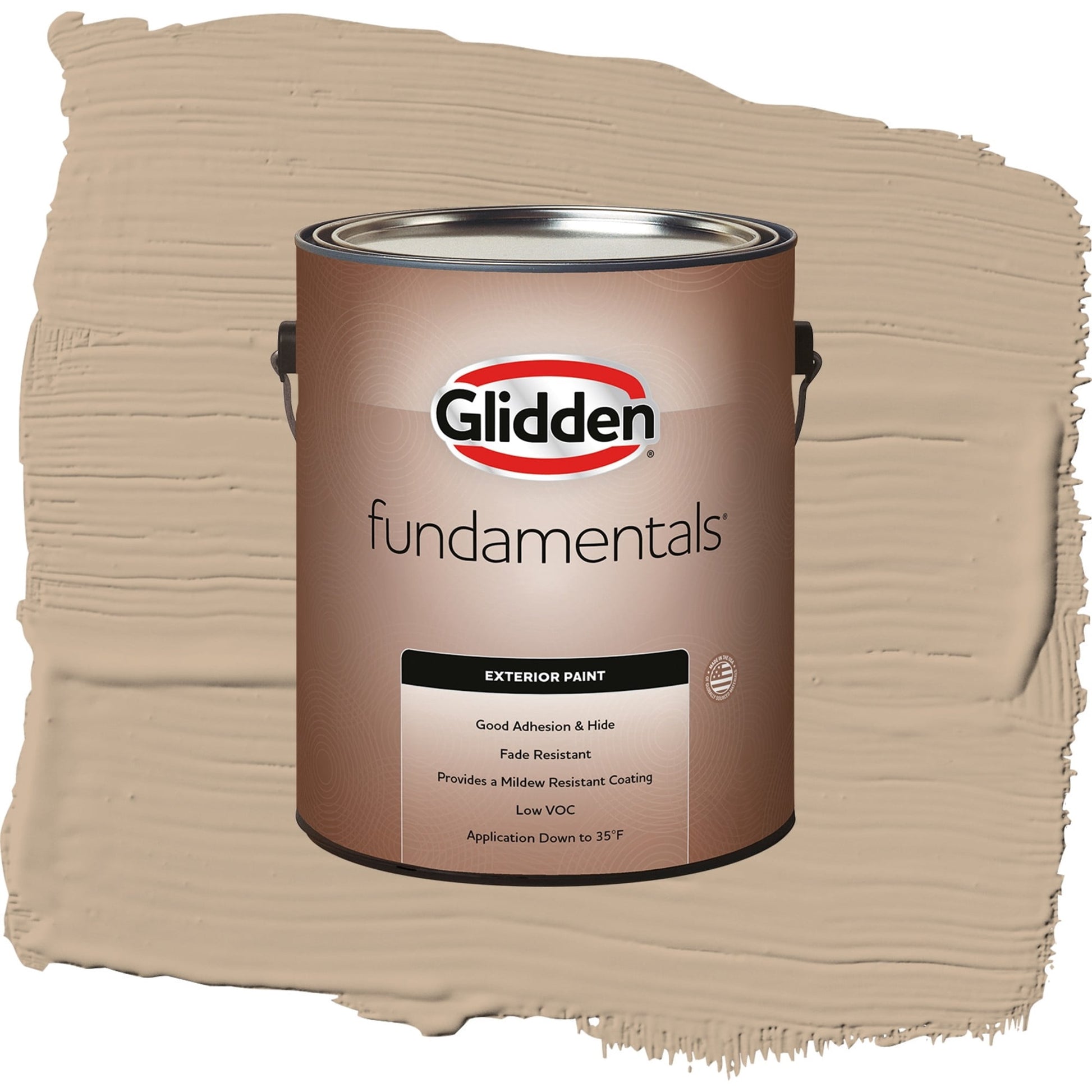 Glidden Fundamentals Persuasion / Beige, Semi-Gloss Exterior Paint, 1 Gallon