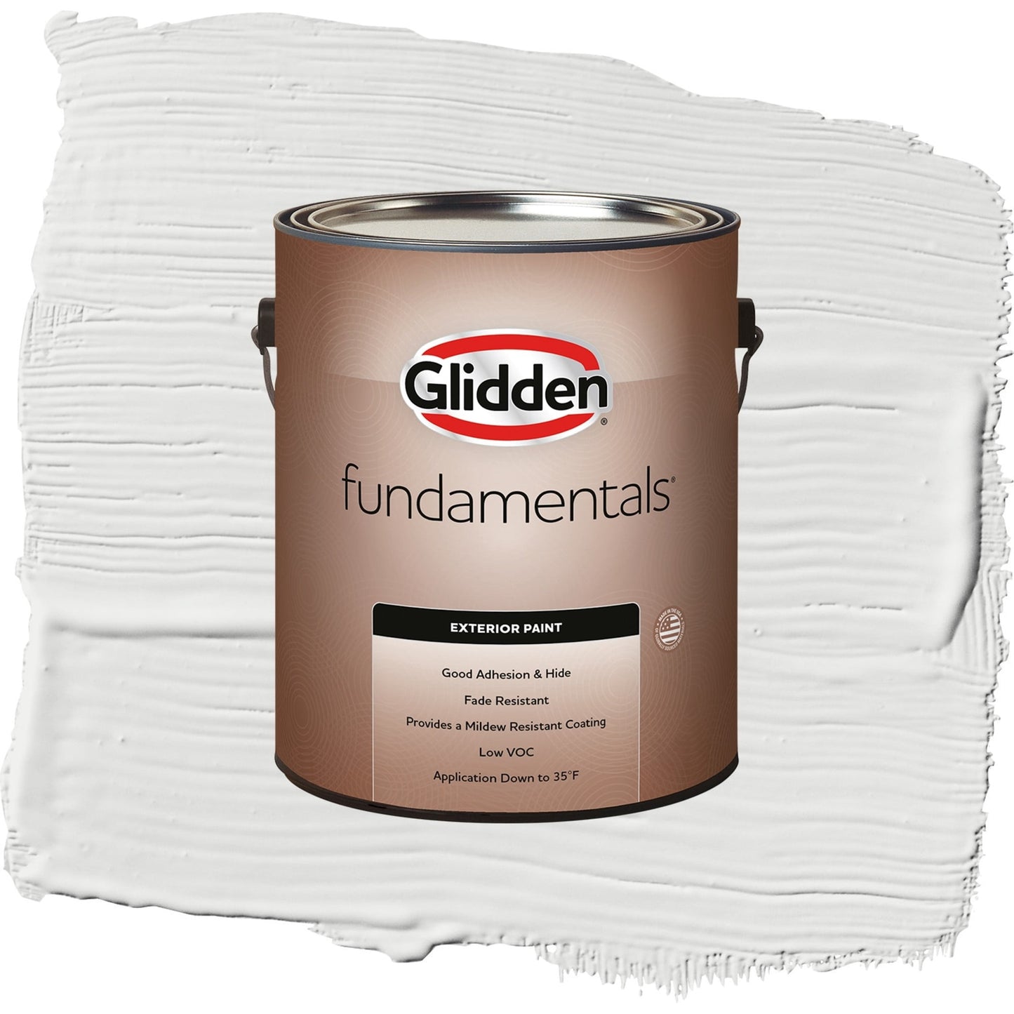 Glidden Fundamentals Aria / White Satin Exterior Paint, 1 Gallon