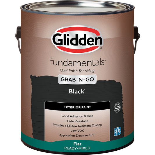 Glidden Fundamentals Grab-N-Go Black Flat Exterior Paint, 1 Gallon