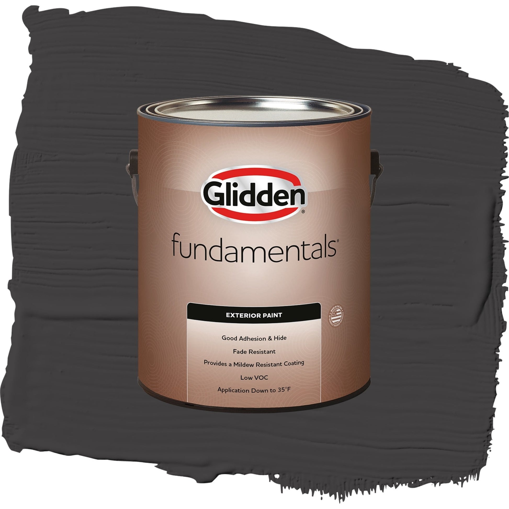 Glidden Fundamentals Black Magic / Black Satin Exterior Paint, 1 Gallon