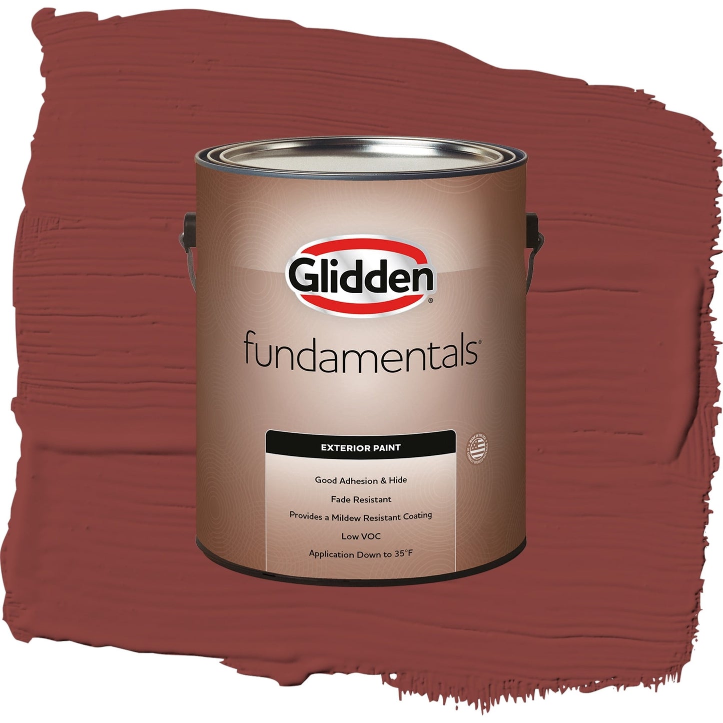 Glidden Fundamentals Brick Dust / Red, Flat Exterior Paint, 1 Gallon