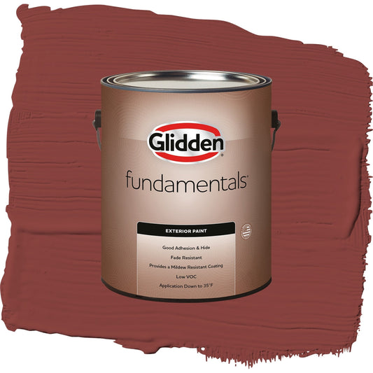 Glidden Fundamentals Brick Dust / Red, Flat Exterior Paint, 1 Gallon