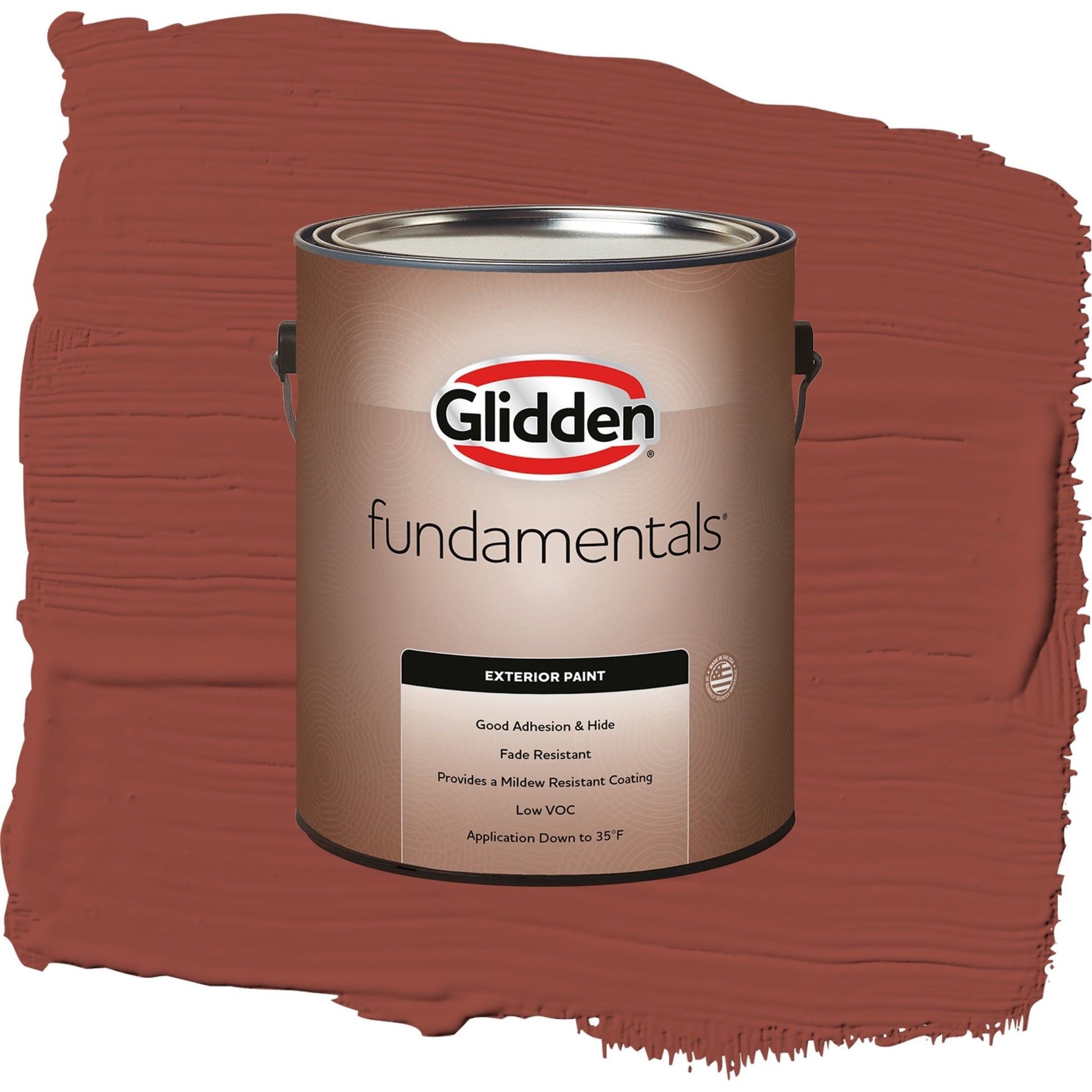 Glidden Fundamentals Cedar Chest / Red, Flat Exterior Paint, 1 Gallon