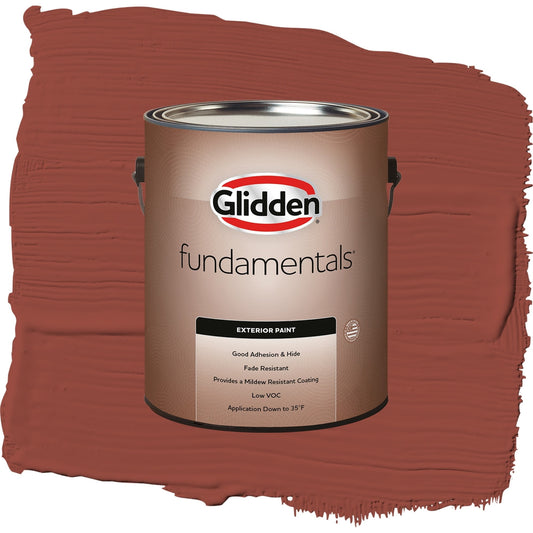 Glidden Fundamentals Cedar Chest / Red, Flat Exterior Paint, 1 Gallon