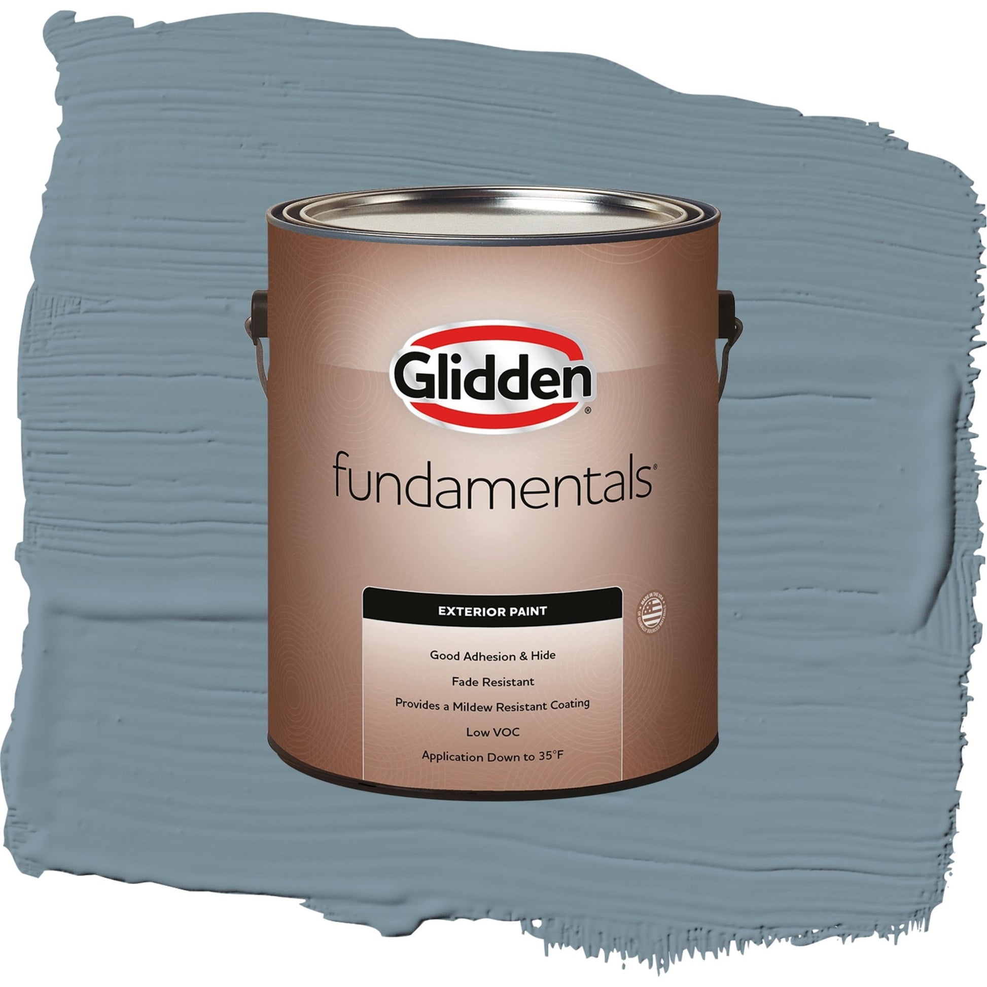 Glidden Fundamentals Chalky Blue / Blue, Flat Exterior Paint, 1 Gallon