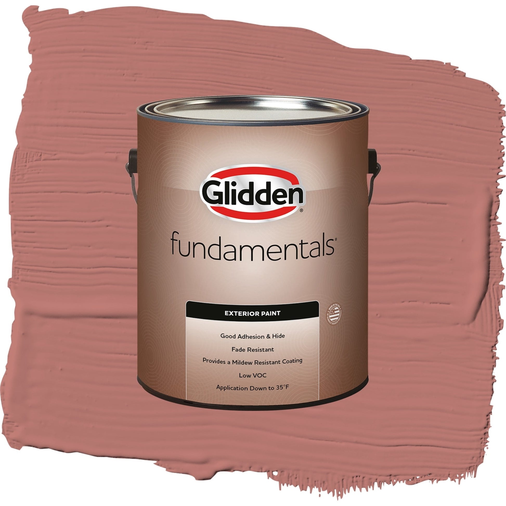 Glidden Fundamentals Earth Rose / Red, Semi-Gloss Exterior Paint, 1 Gallon