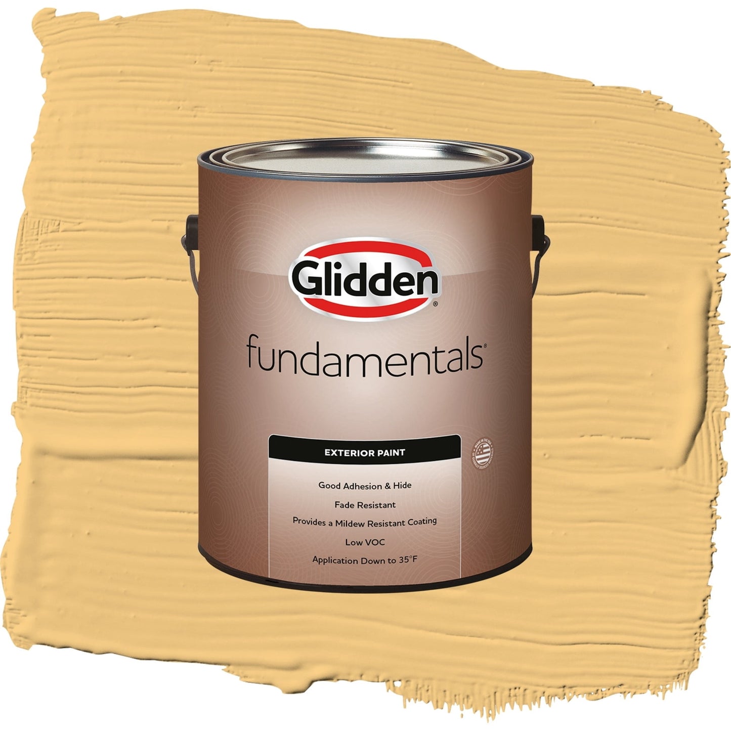 Glidden Fundamentals Gold Buff / Yellow, Flat Exterior Paint, 1 Gallon