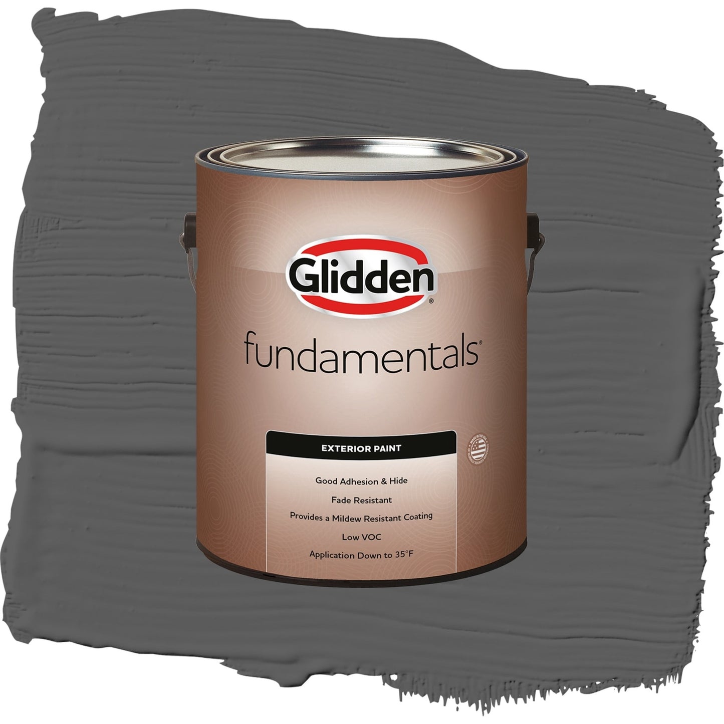 Glidden Fundamentals Knight's Armor / Gray, Satin Exterior Paint, 1 Gallon