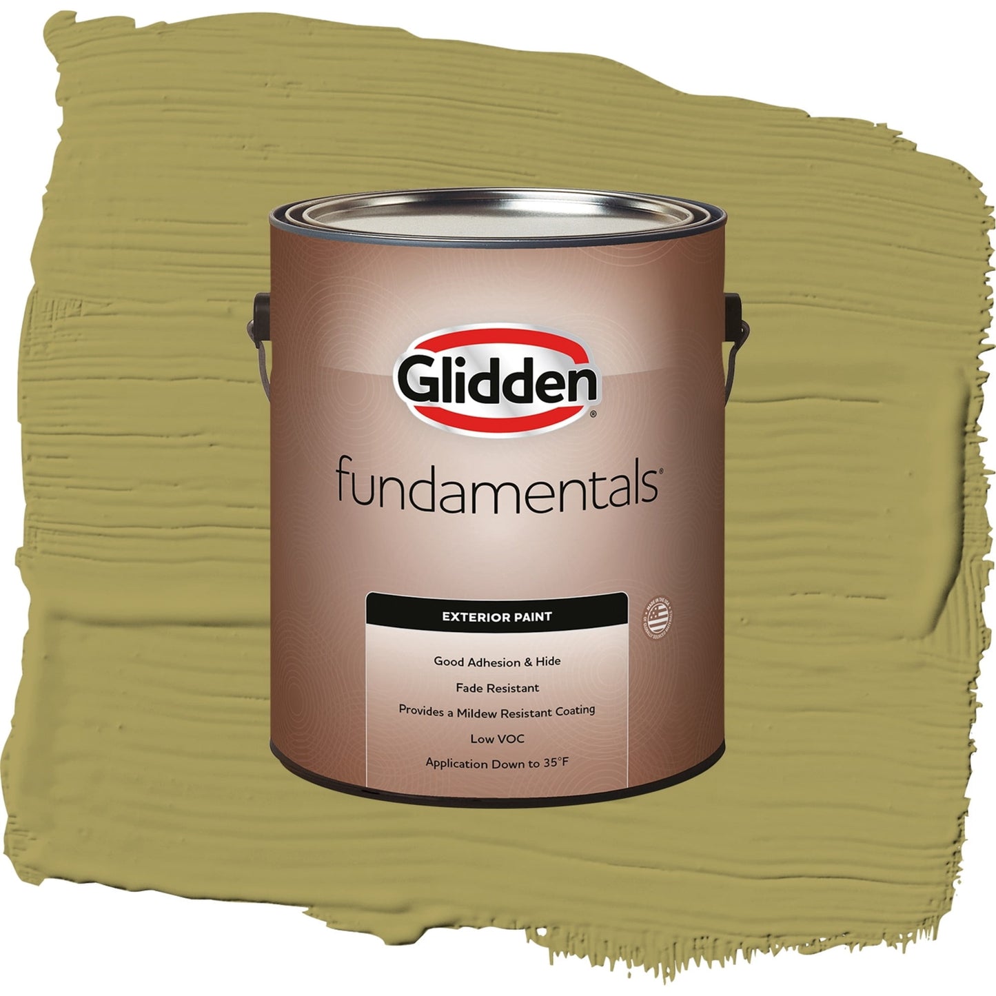 Glidden Fundamentals Loveliest Leaves / Green, Flat Exterior Paint, 1 Gallon