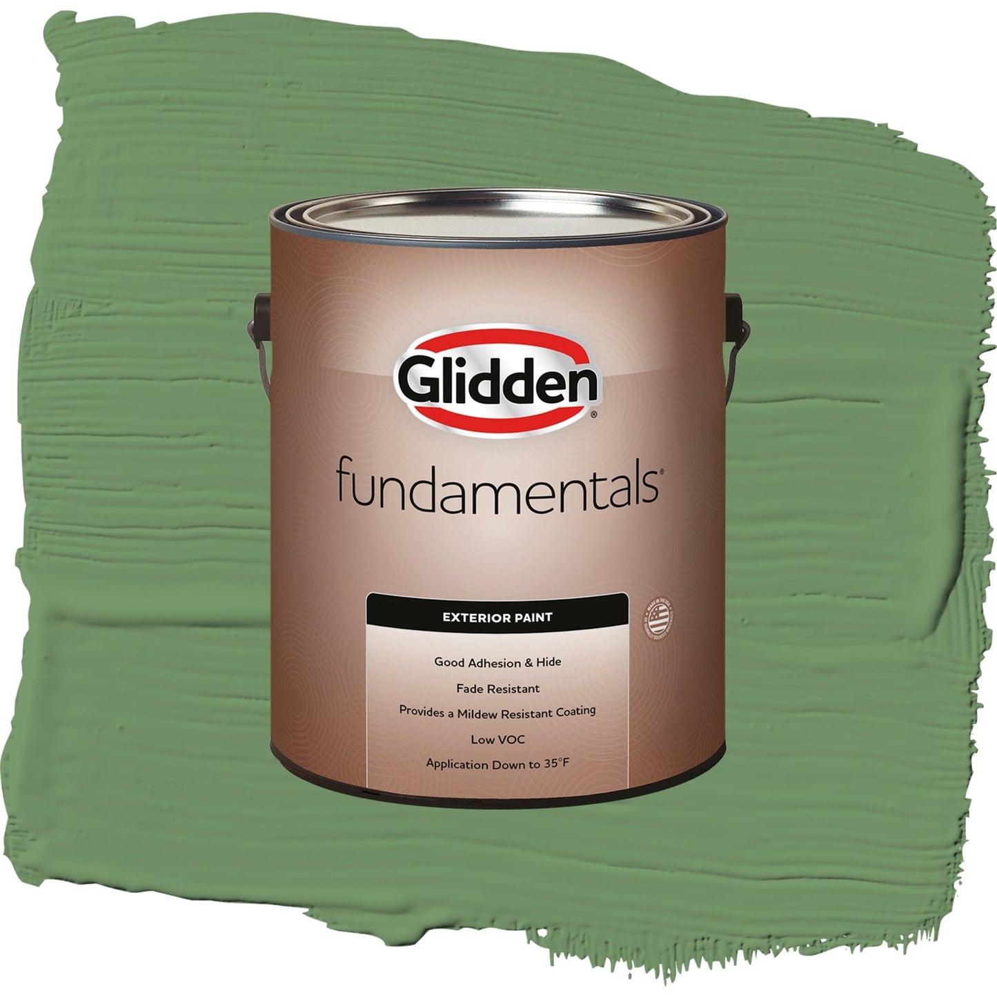 Glidden Fundamentals Moss Ring / Green, Flat Exterior Paint, 1 Gallon