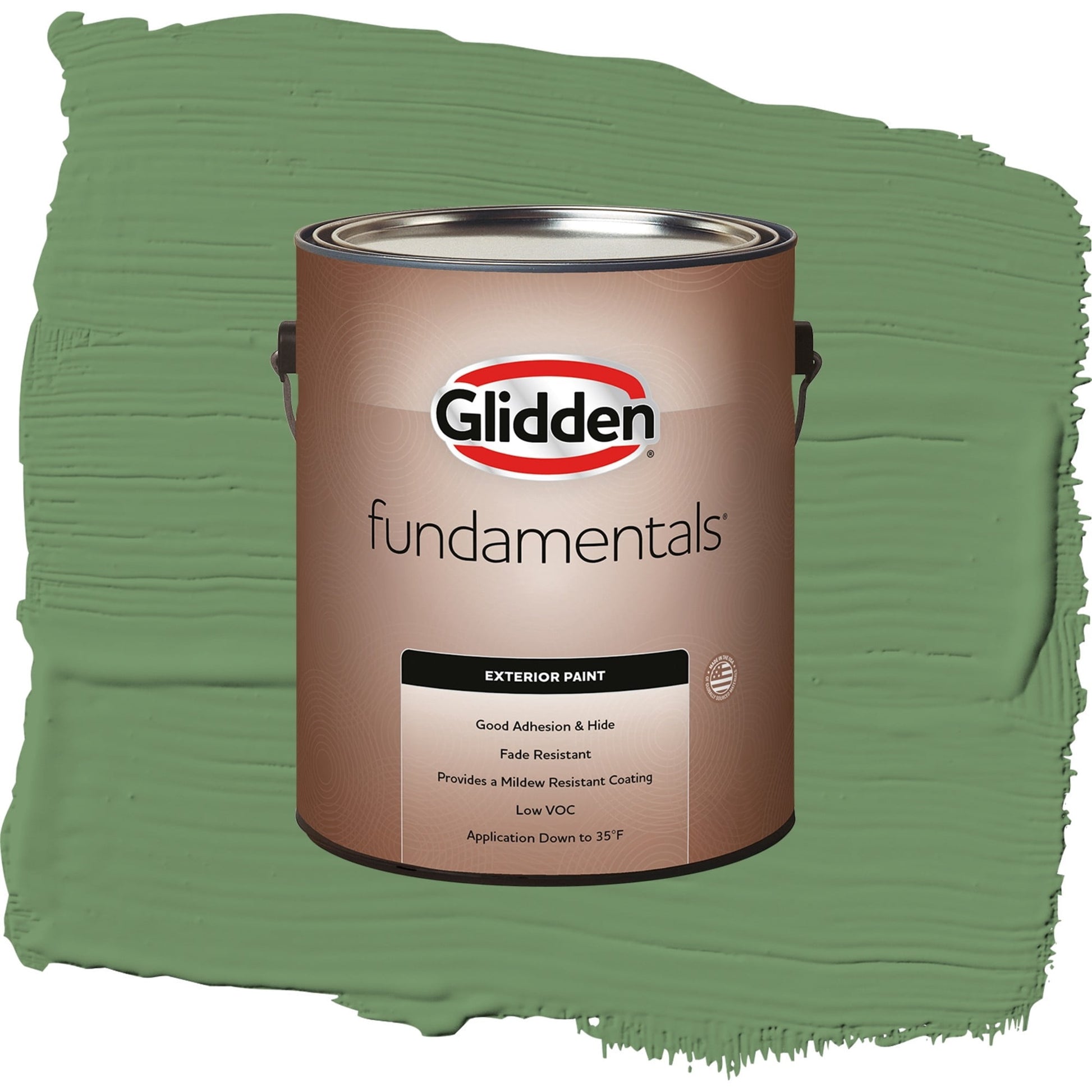 Glidden Fundamentals Moss Ring / Green, Satin Exterior Paint, 1 Gallon