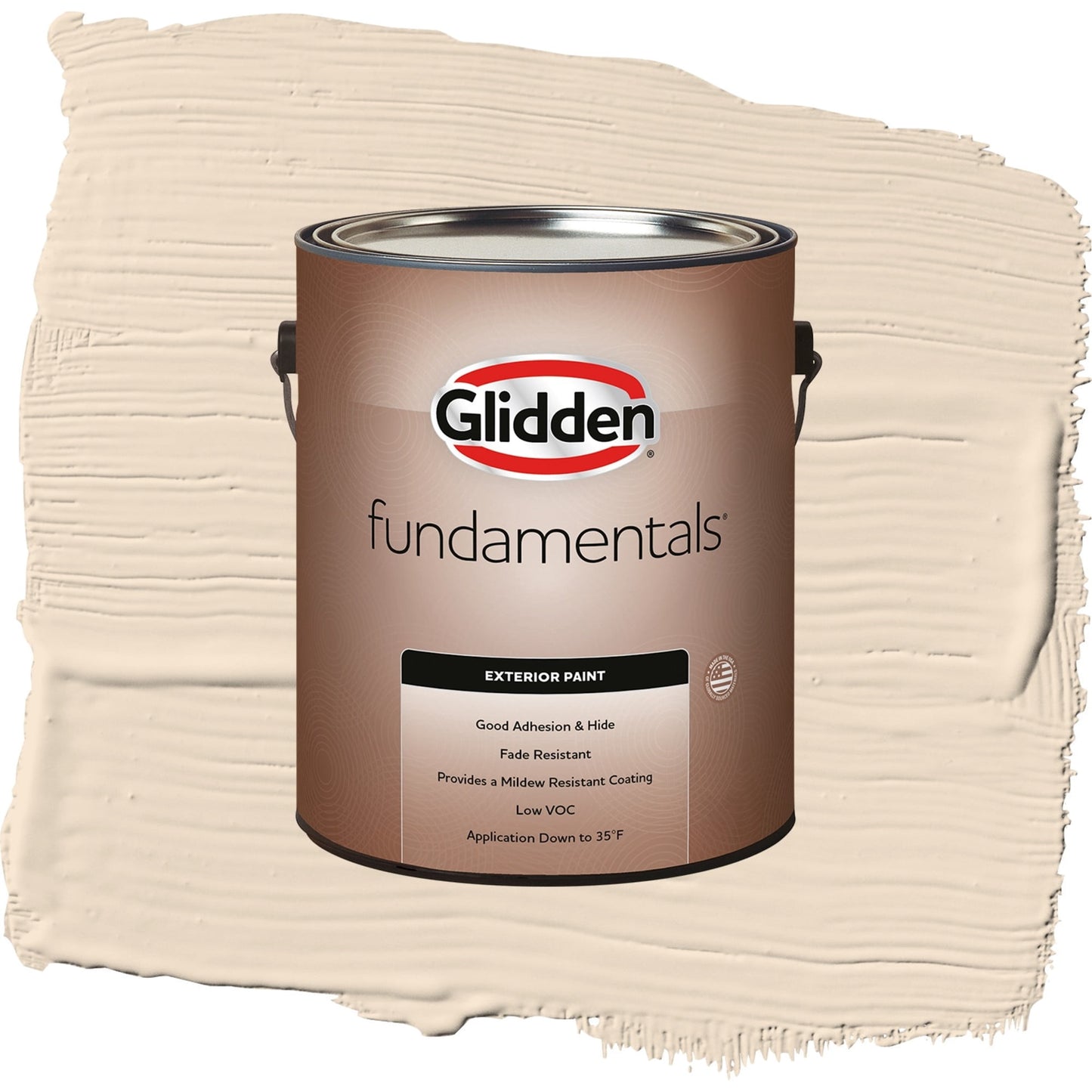 Glidden Fundamentals Oatmeal Cookie / Beige, Satin Exterior Paint, 1 Gallon