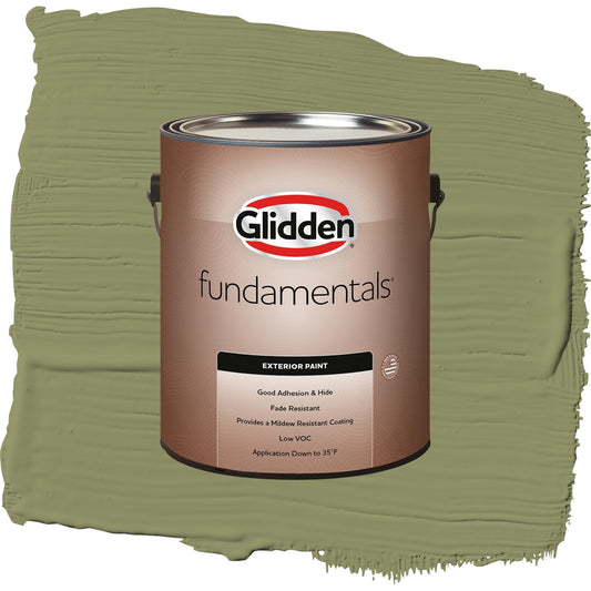 Glidden Fundamentals Paid in Full / Green, Flat Exterior Paint, 1 Gallon