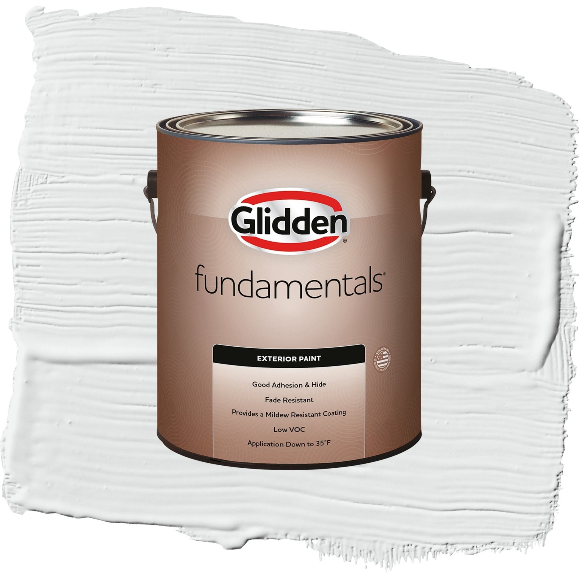 Glidden Fundamentals Radisson / White Flat Exterior Paint, 1 Gallon