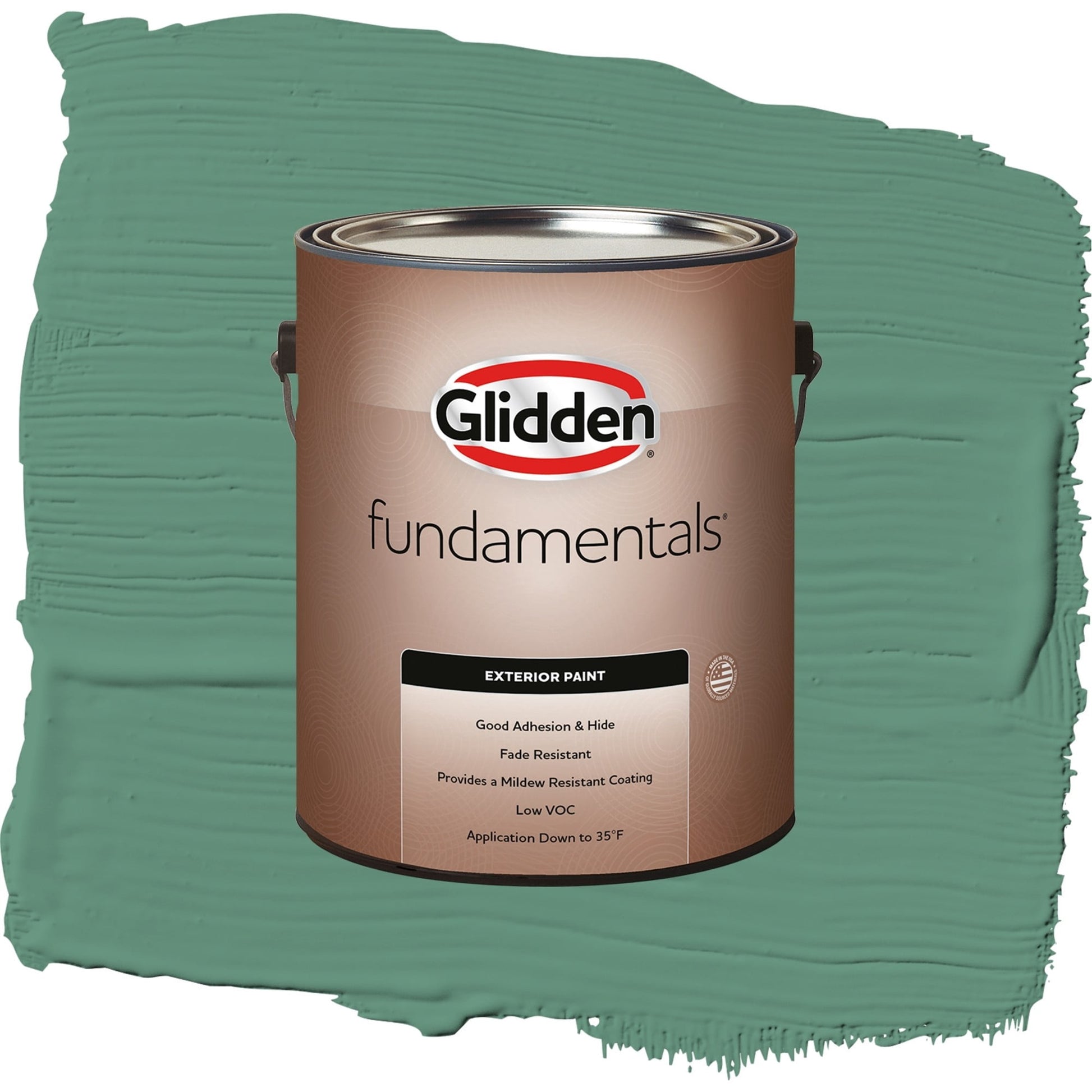 Glidden Fundamentals Sheffield / Green, Flat Exterior Paint, 1 Gallon