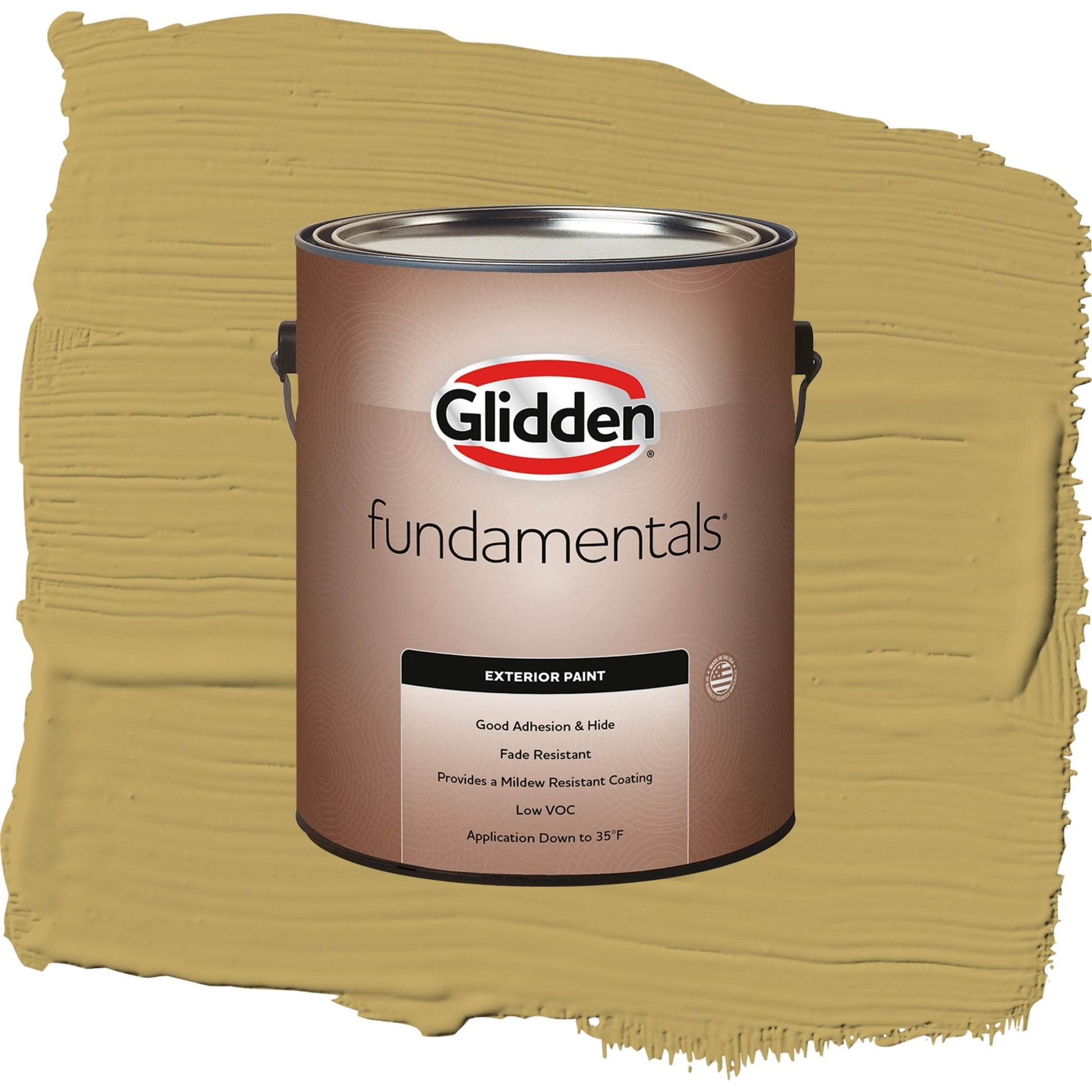 Glidden Fundamentals Shutter Bug / Yellow, Flat Exterior Paint, 1 Gallon