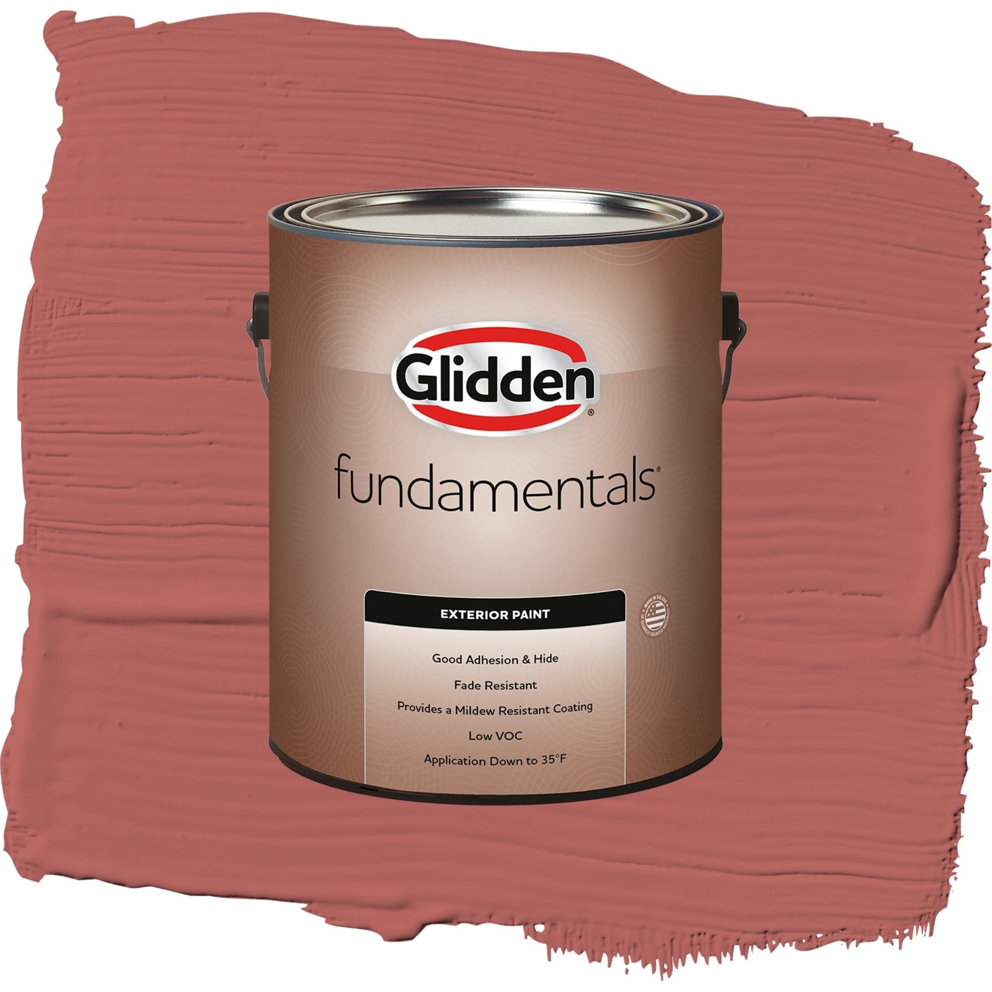 Glidden Fundamentals Sienna Red / Red, Flat Exterior Paint, 1 Gallon