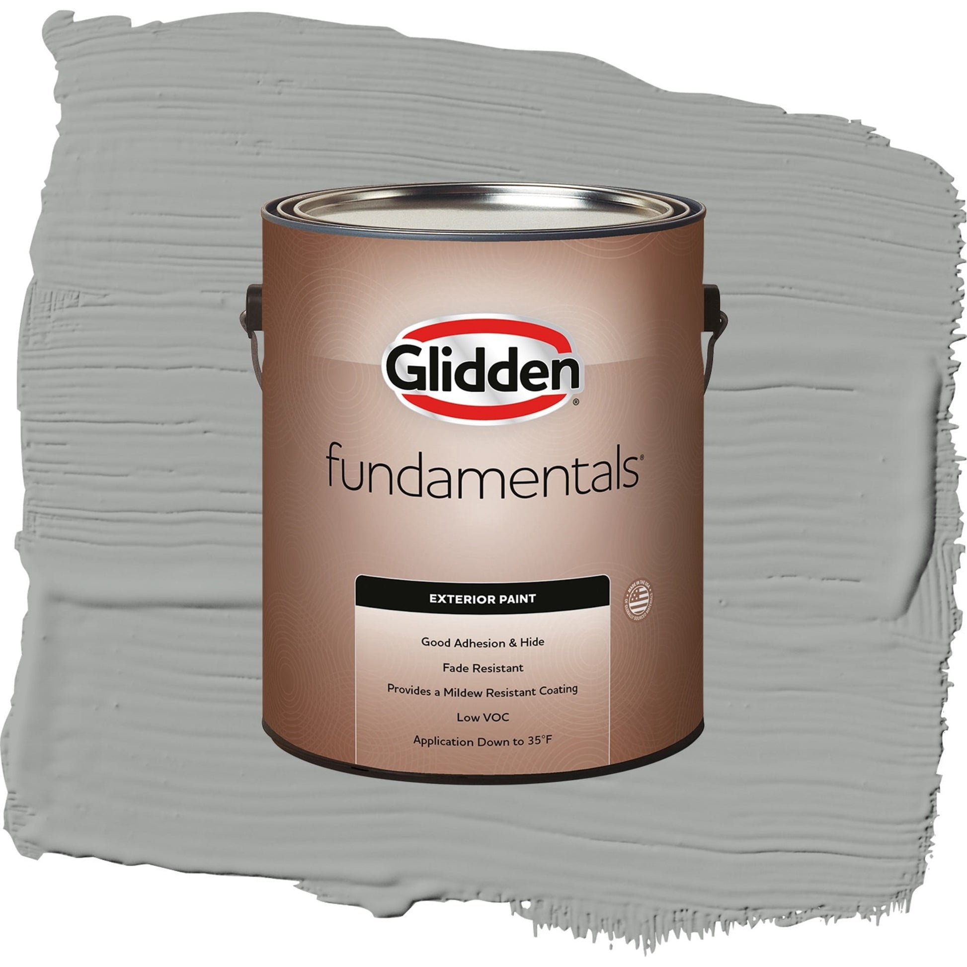 Glidden Fundamentals Stepping Stone / Gray, Satin Exterior Paint, 1 Gallon