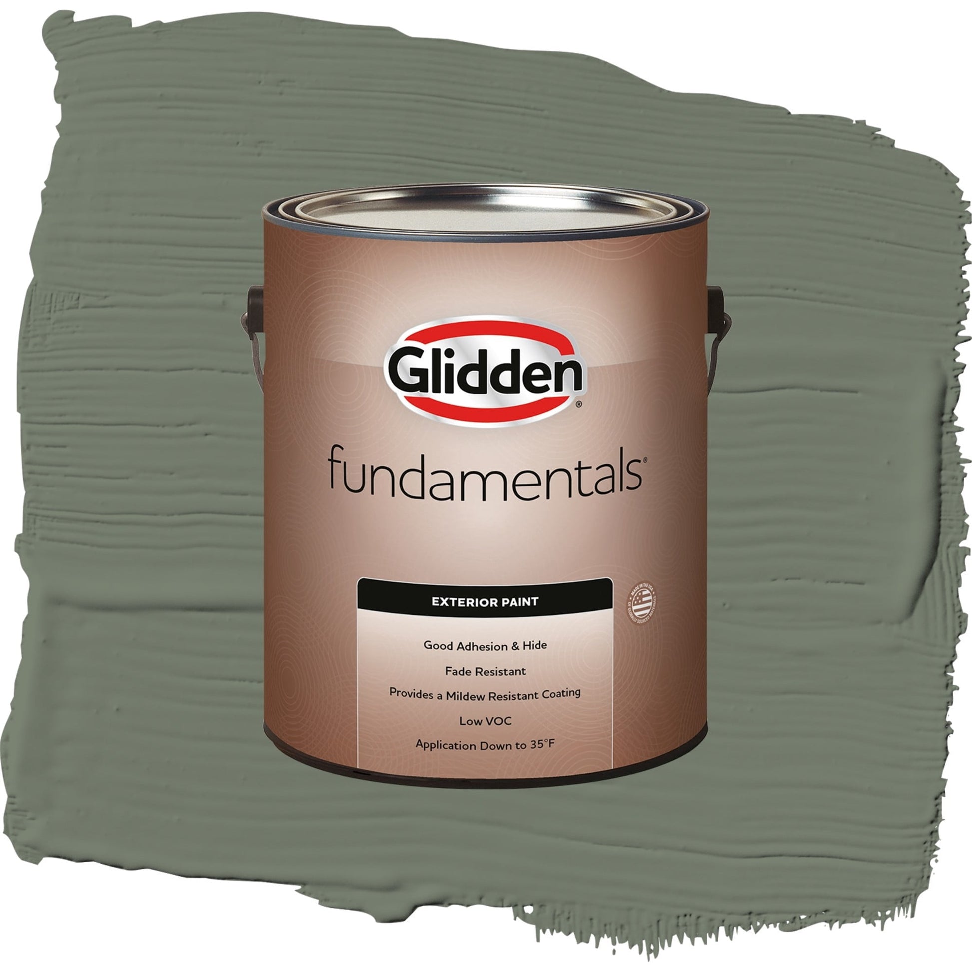 Glidden Fundamentals Thyme Green / Green, Semi-Gloss Exterior Paint, 1 Gallon