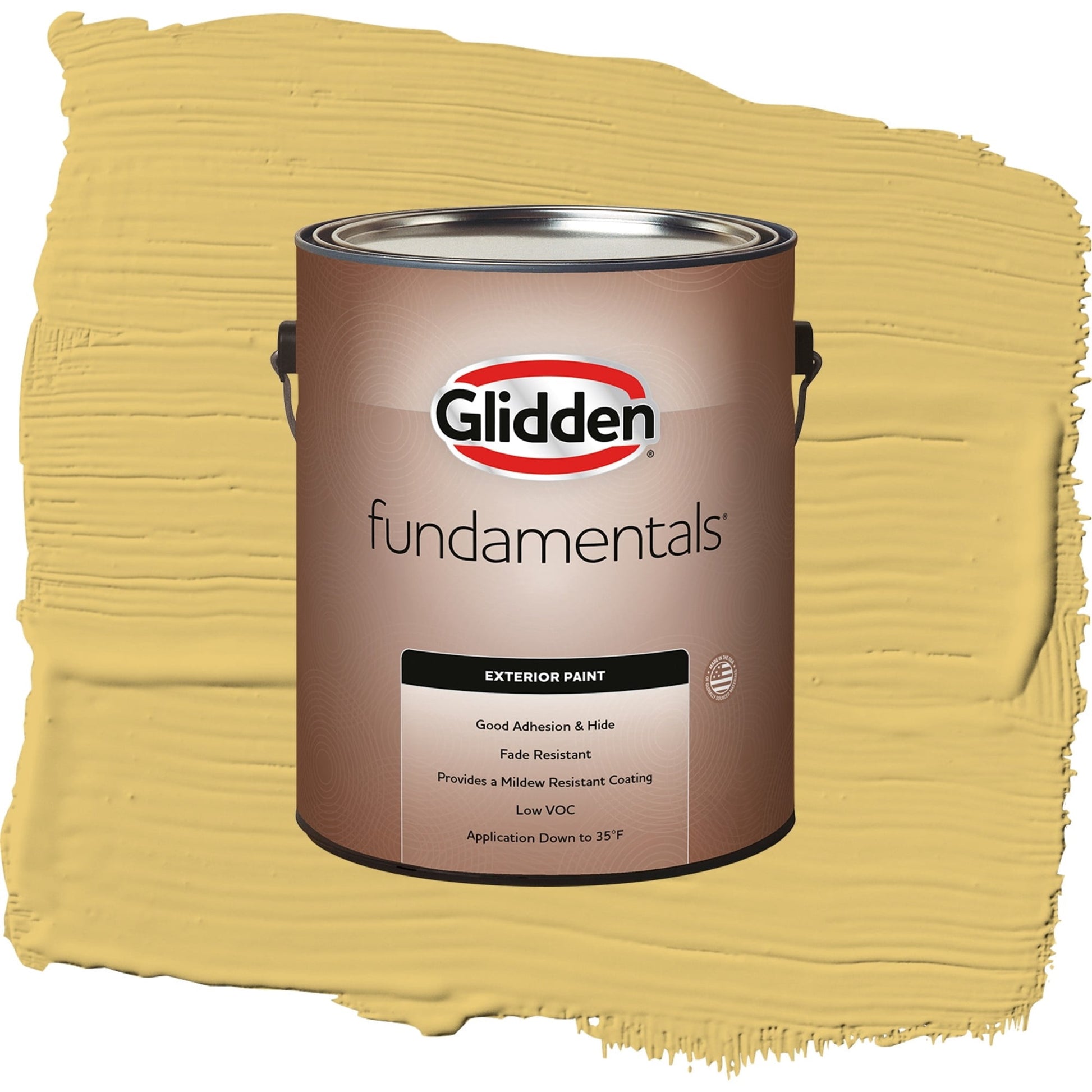 Glidden Fundamentals Tropical Siesta / Yellow, Semi-Gloss Exterior Paint, 1 Gallon