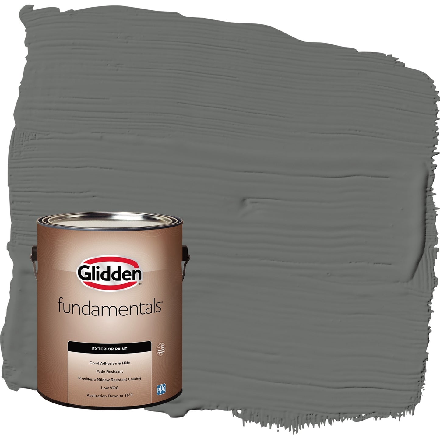 Glidden Fundamentals Up in Smoke / Gray Flat Exterior Paint, 1 Gallon