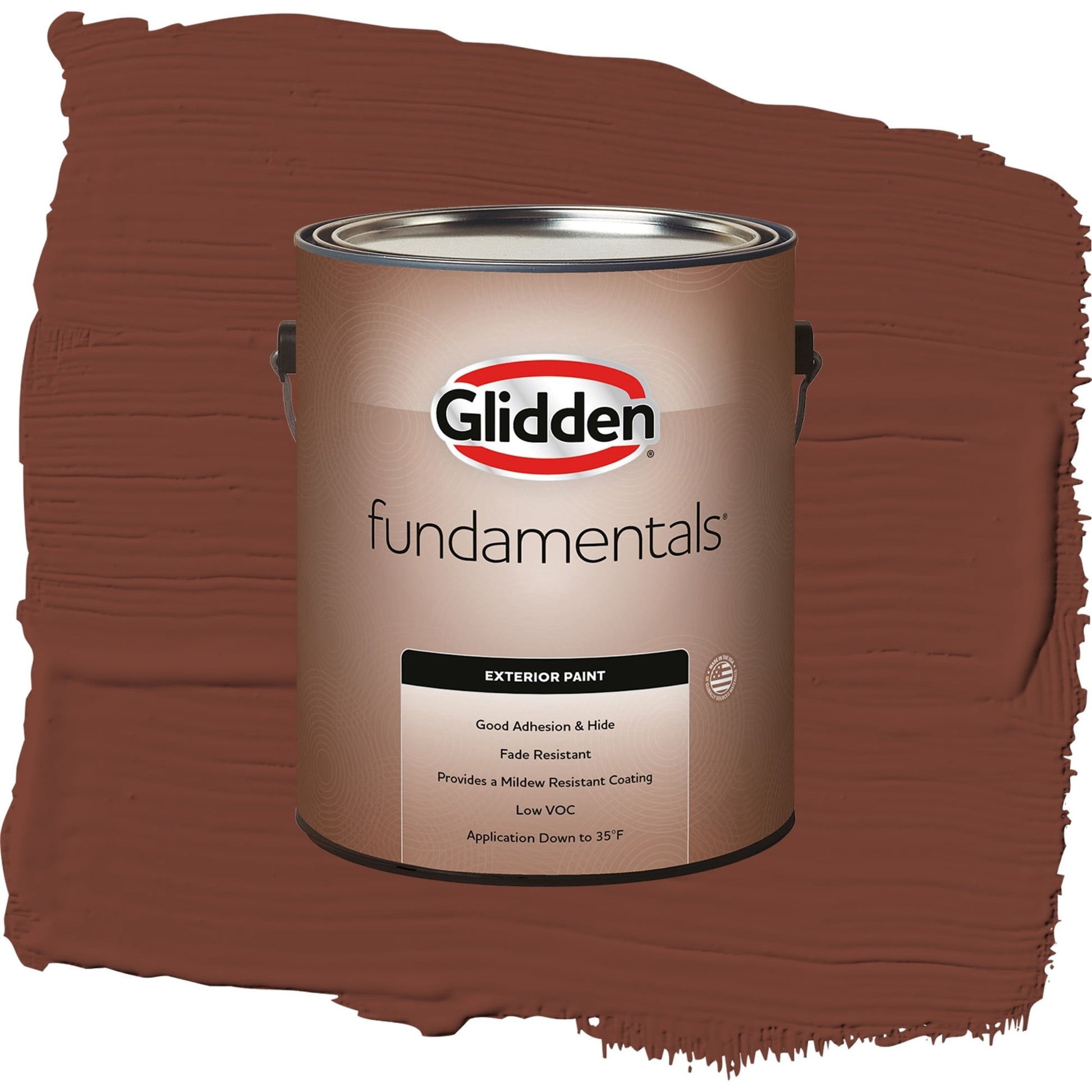 Glidden Fundamentals Warm Mahogany / Red, Flat Exterior Paint, 1 Gallon