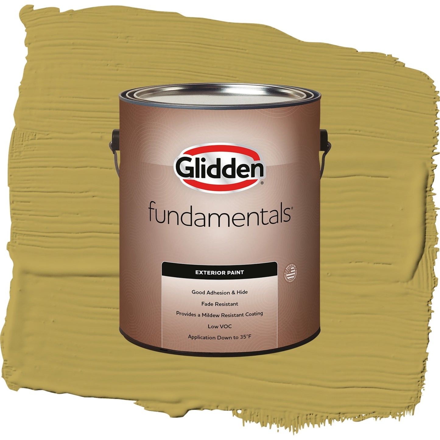 Glidden Fundamentals Woolen Mittens / Green, Satin Exterior Paint, 1 Gallon