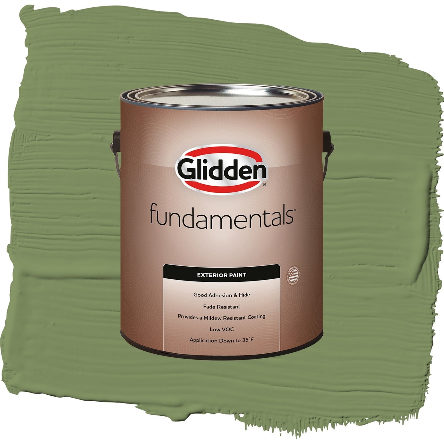 Glidden Fundamentals Moss Point Green / Green, Satin Exterior Paint, 1 Gallon