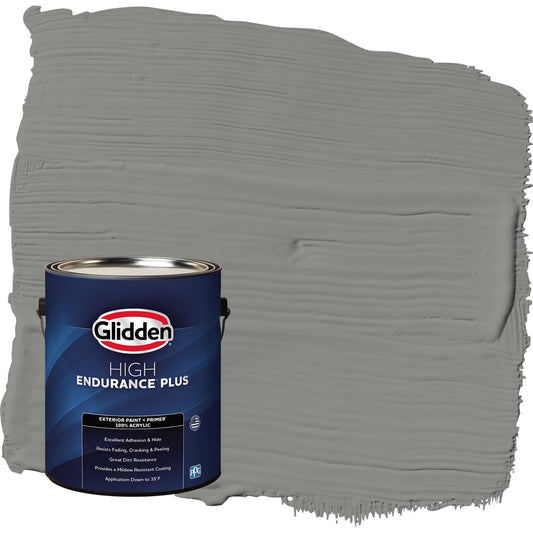 Glidden HEP Downpour / Grey Semi-Gloss Exterior Paint with Primer, 1 Gallon