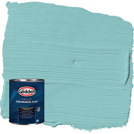 Glidden HEP Aqua Fiesta / Blue Semi-Gloss Exterior Paint with Primer, 1 Quart