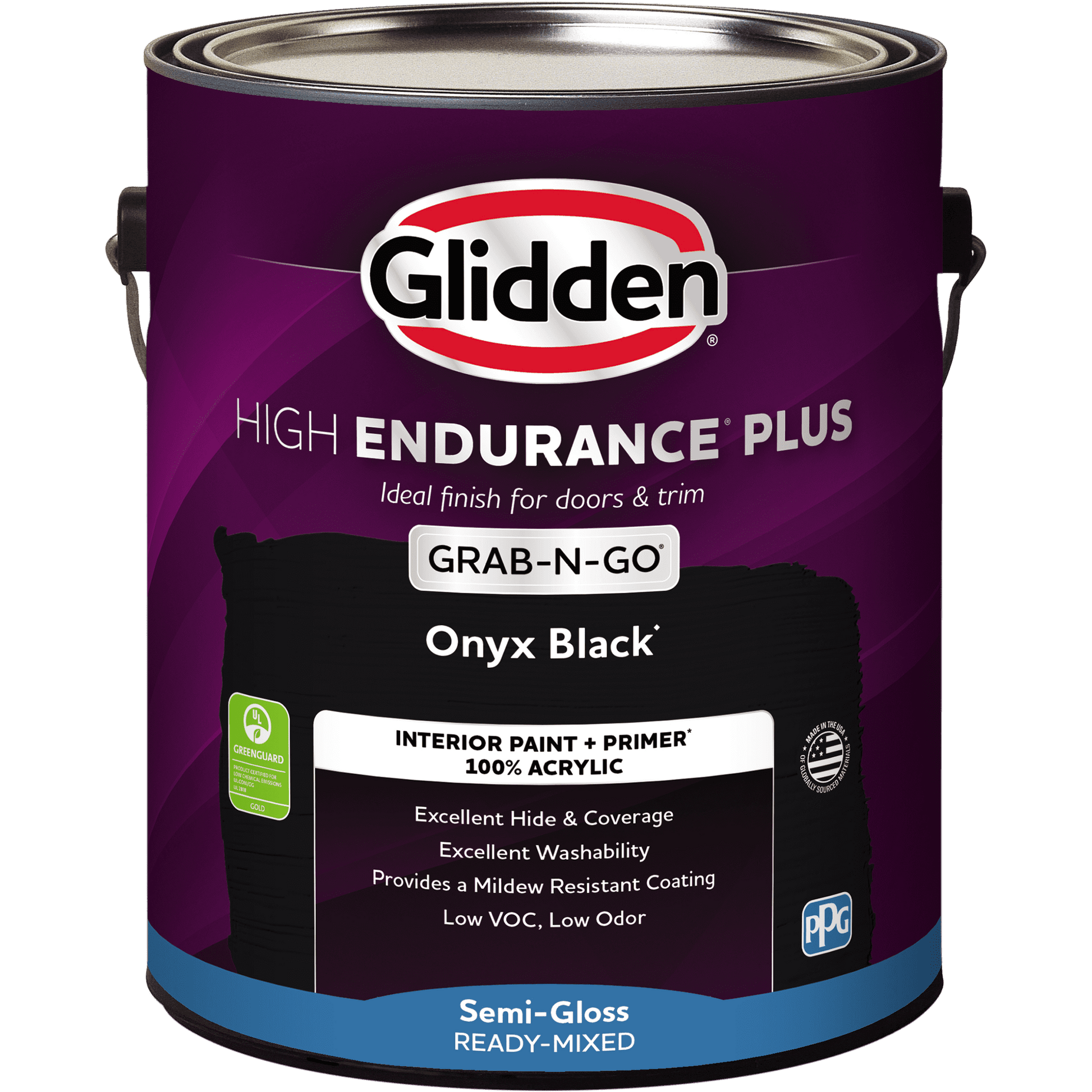 Glidden HEP 1 qt Onyx Black Interior Paint + Primer Semi Gloss