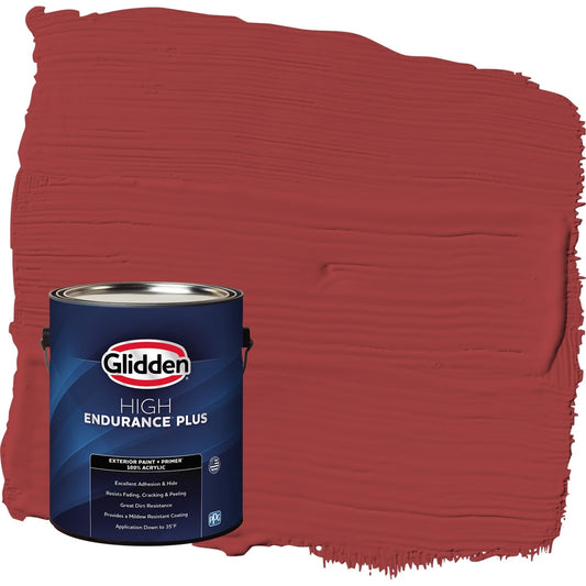 Glidden HEP Blaze / Red Flat Exterior Paint with Primer, 1 Gallon