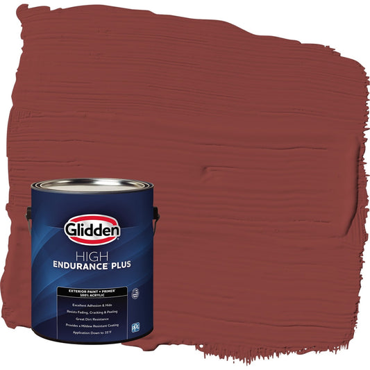 Glidden HEP Brick Dust / Red Flat Exterior Paint with Primer, 1 Gallon