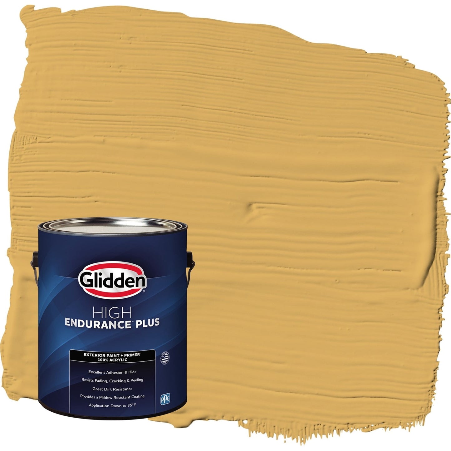 Glidden HEP Butterscotch Bliss / Yellow Flat Exterior Paint with Primer, 1 Gallon