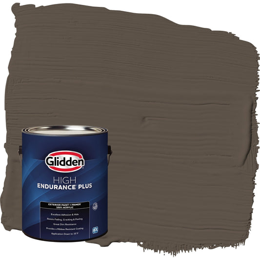 Glidden HEP Cabin Fever / Brown Flat Exterior Paint with Primer, 1 Gallon