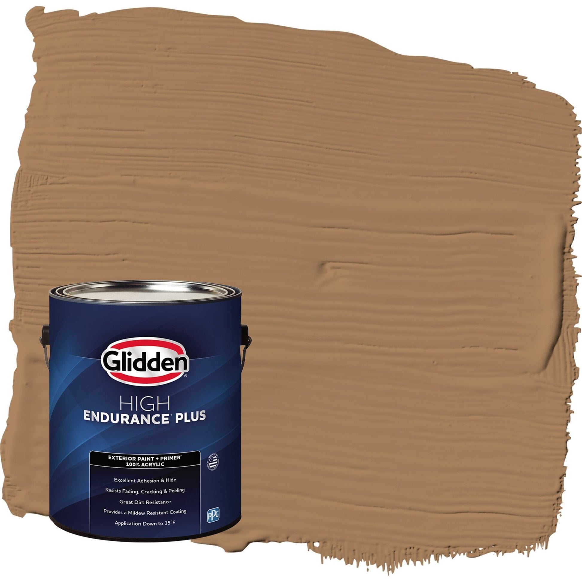 Glidden HEP Cinnamon Crunch / Brown Satin Exterior Paint with Primer, 1 Gallon