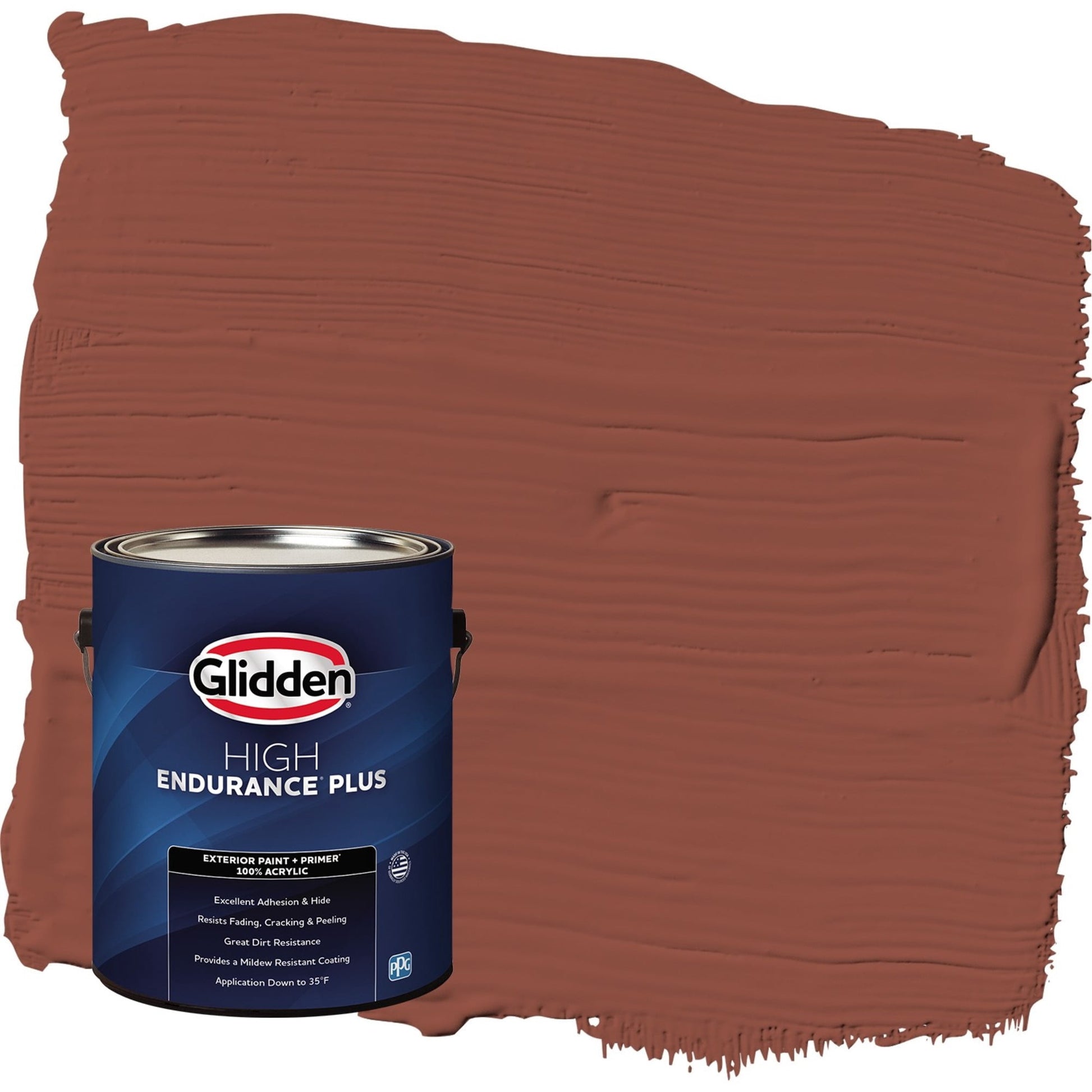 Glidden HEP Baked Bean / Red Satin Exterior Paint with Primer, 1 Gallon