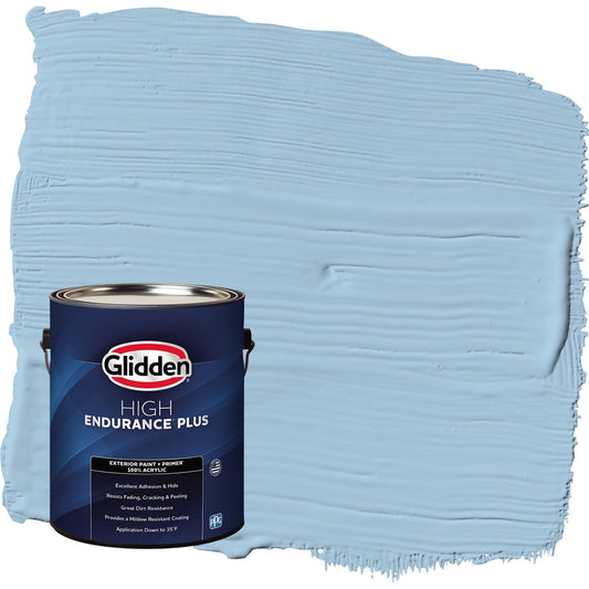 Glidden HEP Blue Bows / Blue Flat Exterior Paint with Primer, 1 Gallon