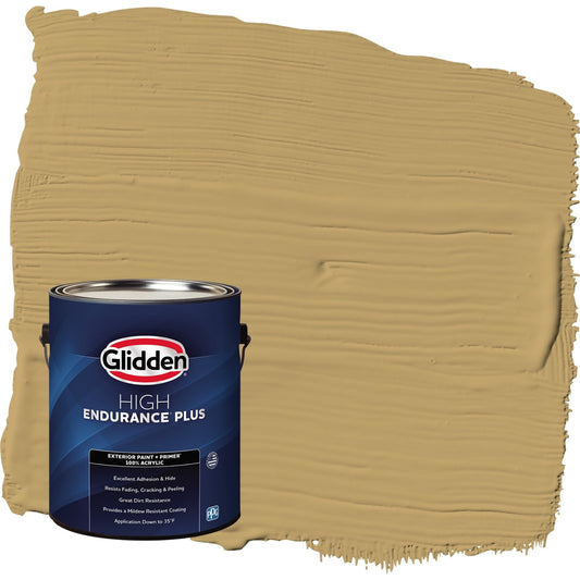 Glidden HEP Buffalo Hide / Yellow Flat Exterior Paint with Primer, 1 Gallon