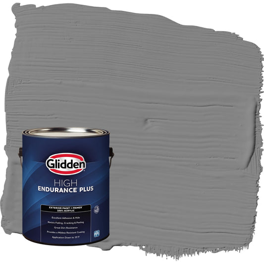 Glidden HEP Dover Gray / Grey Flat Exterior Paint with Primer, 1 Gallon