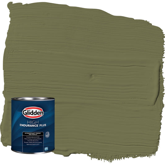 Glidden HEP Gratefully Grass / Green Satin Exterior Paint with Primer, 1 Quart