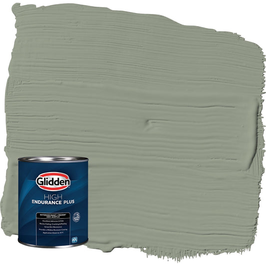 Glidden HEP Green Tea Leaf / Green Satin Exterior Paint with Primer, 1 Quart