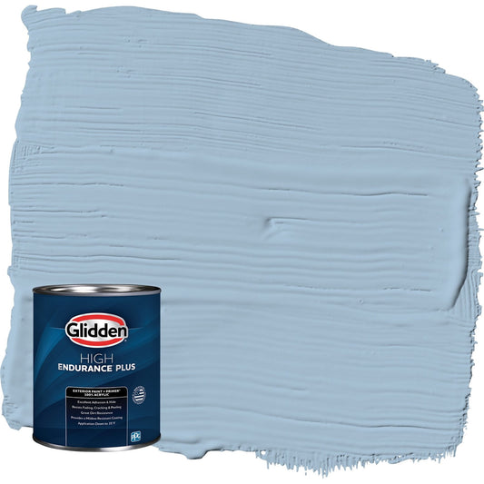 Glidden HEP Heavenly Blue / Blue Satin Exterior Paint with Primer, 1 Quart
