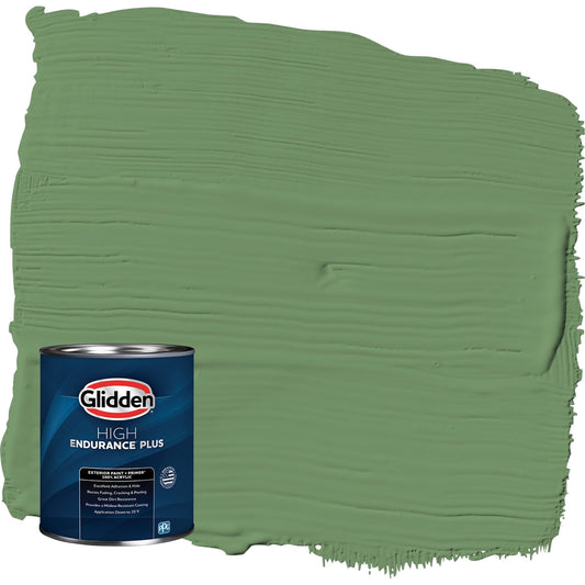 Glidden HEP Moss Ring / Green Semi-Gloss Exterior Paint with Primer, 1 Quart