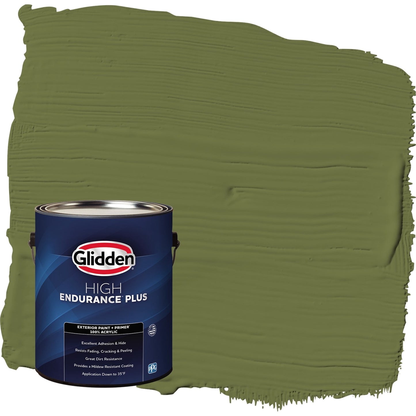 Glidden HEP Oakmoss / Green Semi-Gloss Exterior Paint with Primer, 1 Gallon