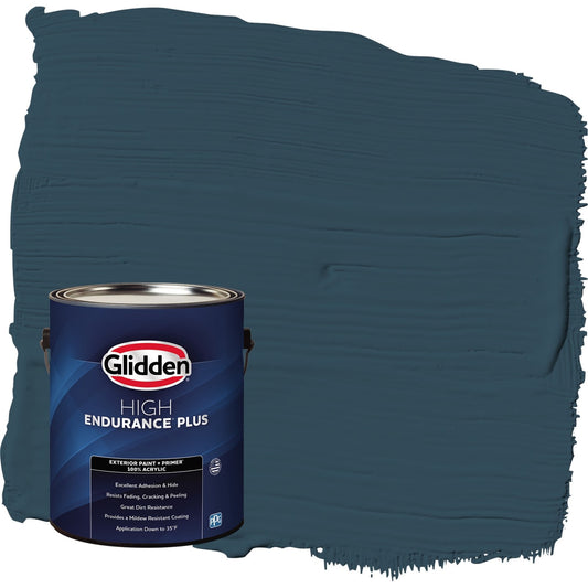 Glidden HEP Sailor's Coat / Blue Semi-Gloss Exterior Paint with Primer, 1 Gallon
