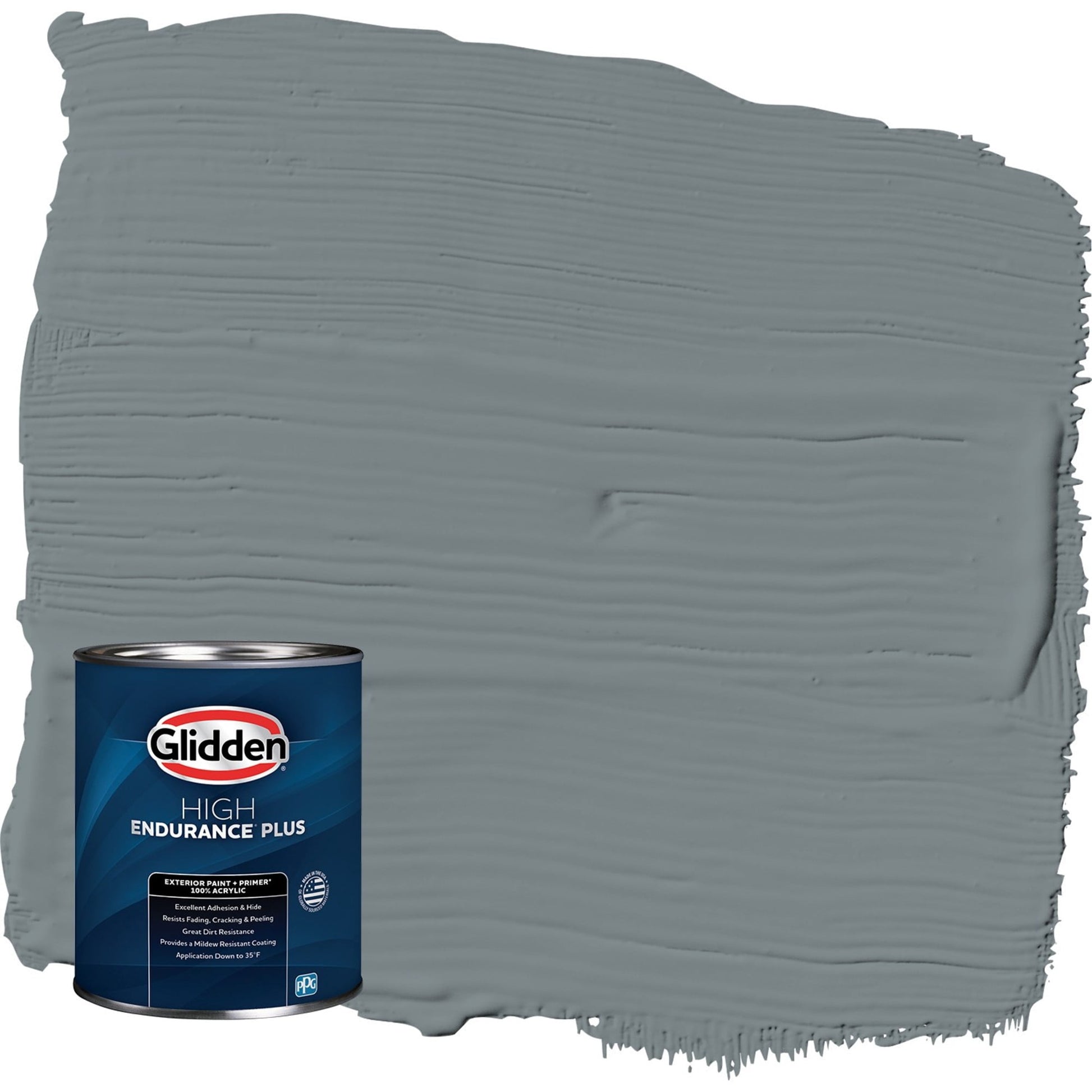 Glidden HEP Garrison Gray / Grey Satin Exterior Paint with Primer, 1 Quart