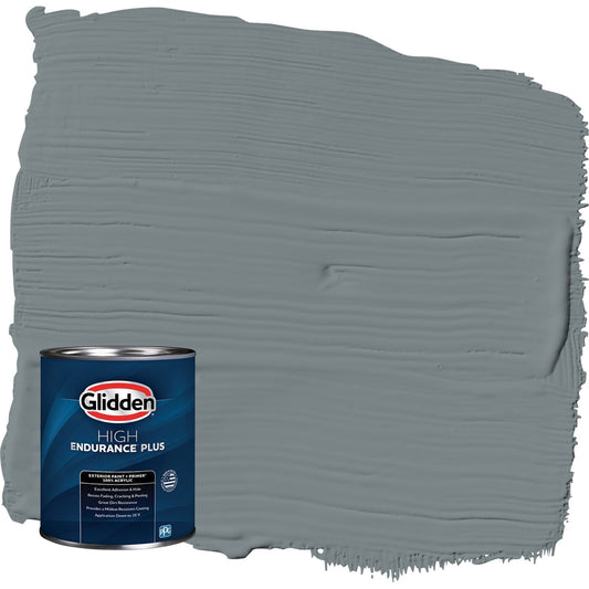 Glidden HEP Garrison Gray / Grey Satin Exterior Paint with Primer, 1 Quart